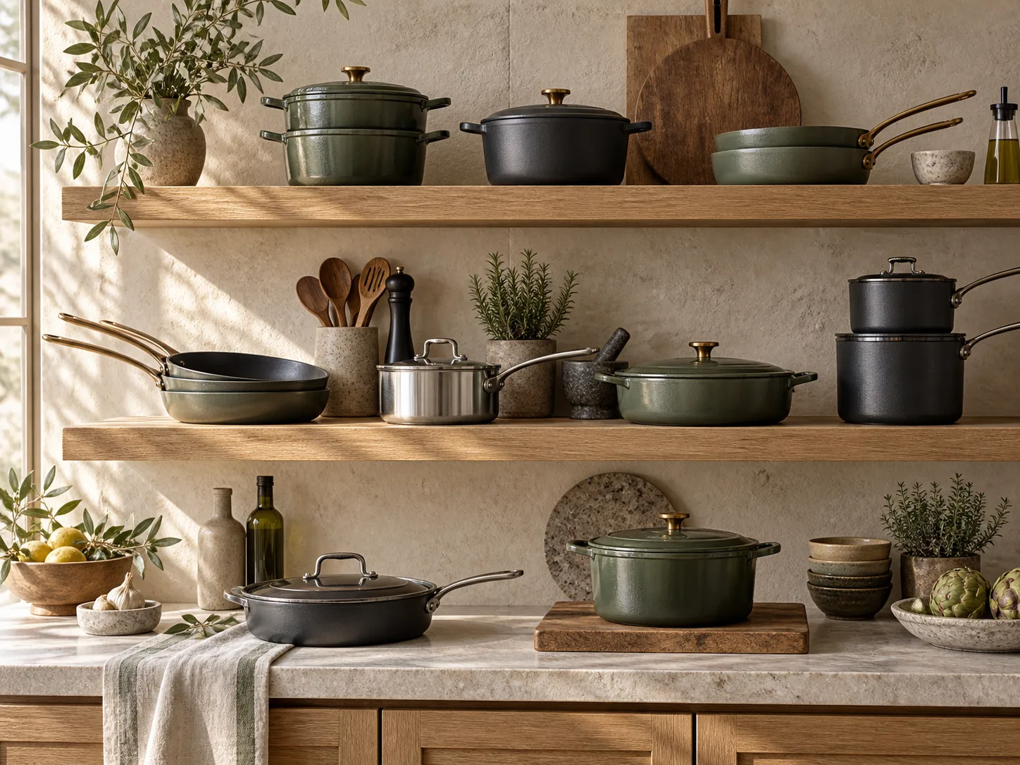 Sélection Poêles & casseroles dans une cuisine chaleureuse